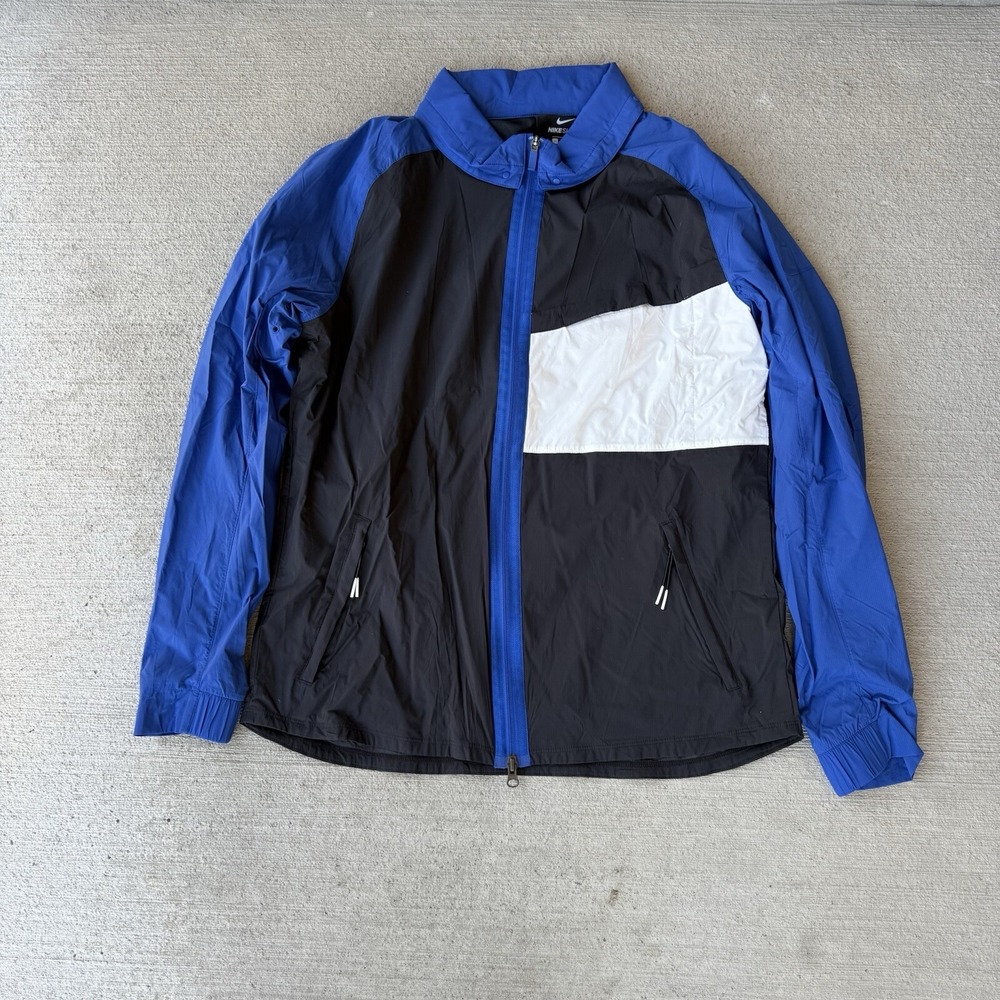 Nike Golf Shield Jacket Mens Large Blue Black Full Zip Lightweight Windbreaker